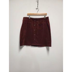 Torrid Chocolate Button Front Mini Skirt Stretch Corduroy Front Pockets Size 2